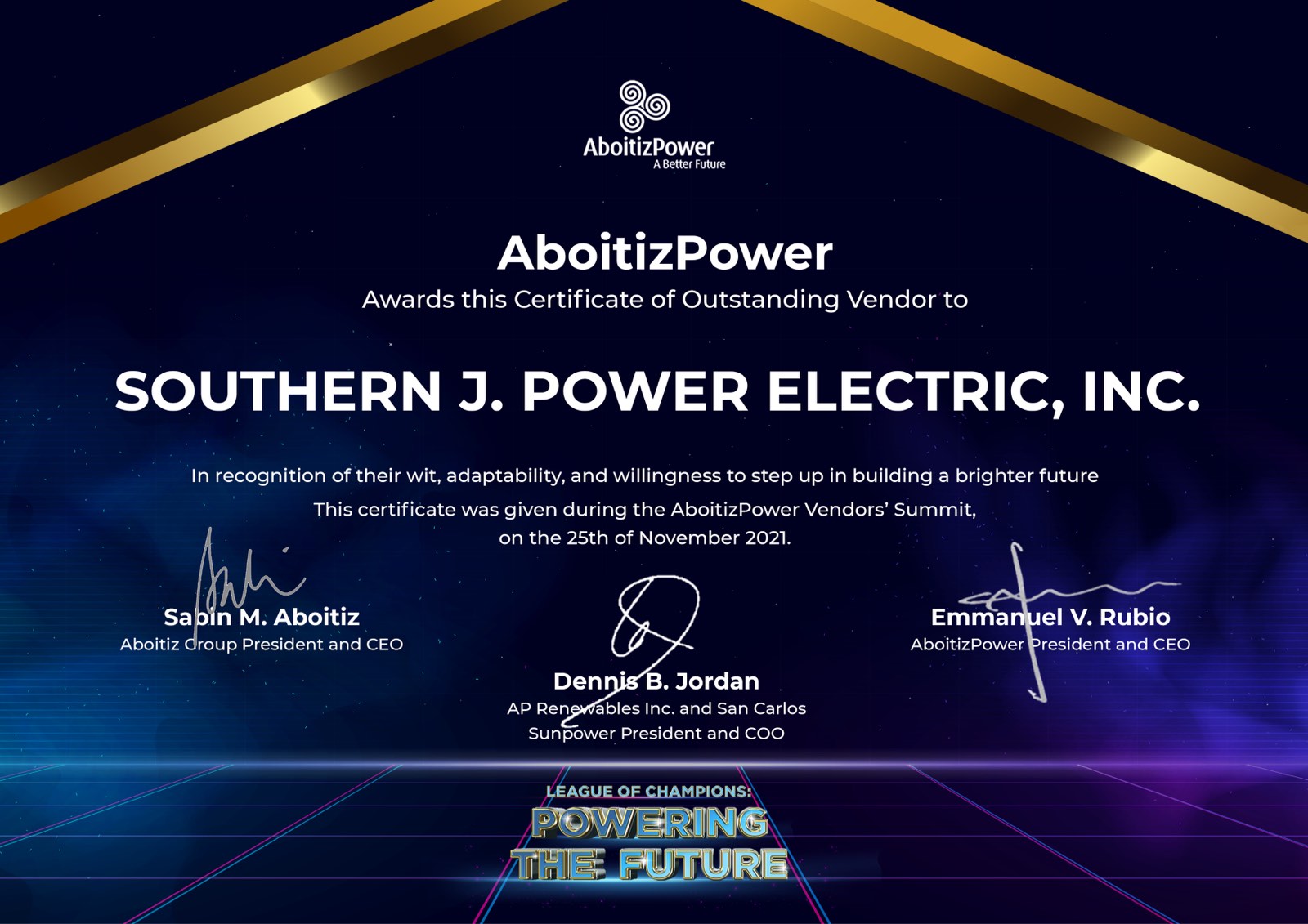 2021 Award_outstanding vendor